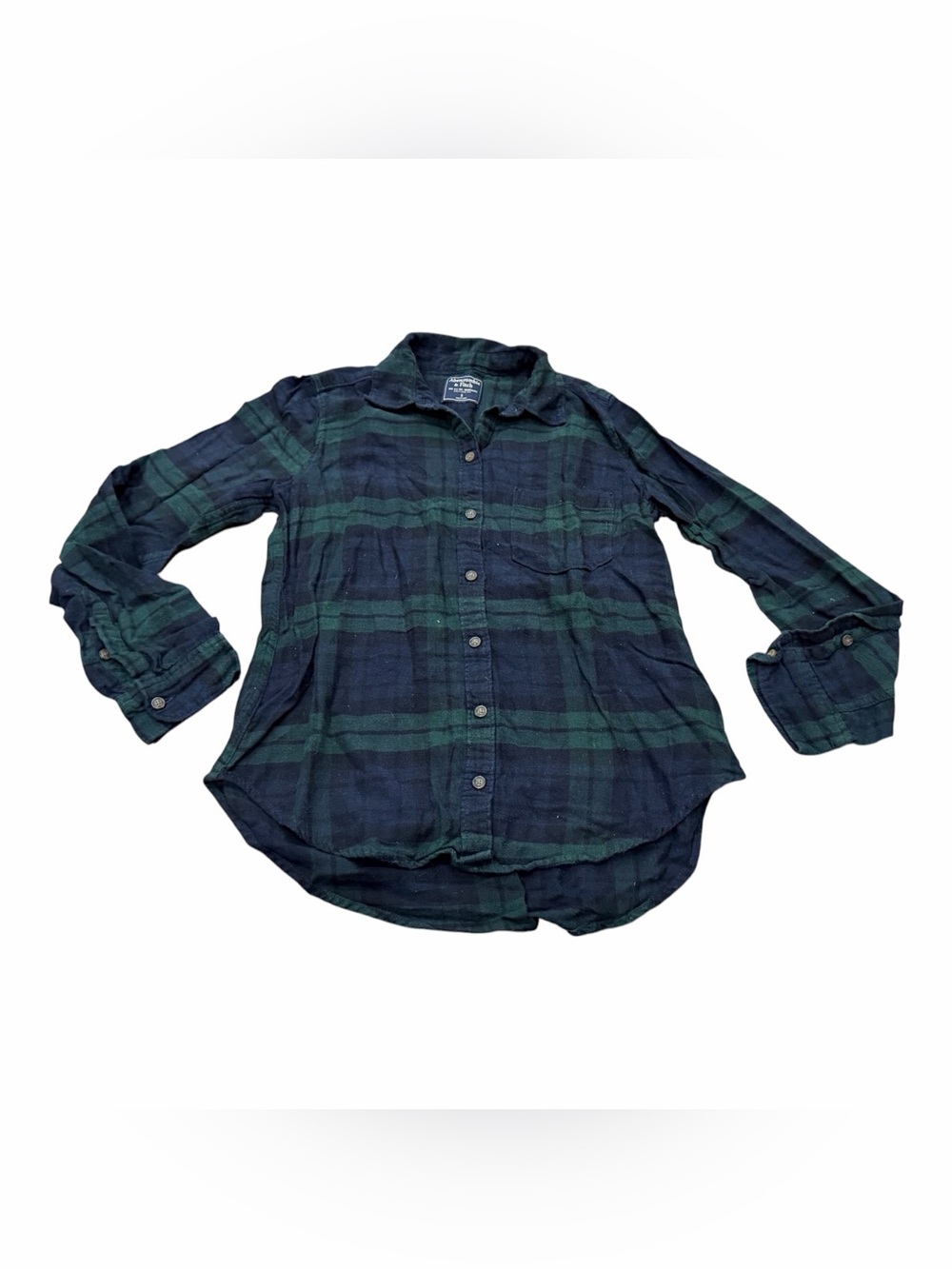 Abercrombie & Fitch Shirt Women’s Size Small Plaid Flannel Long Sleeve, Green